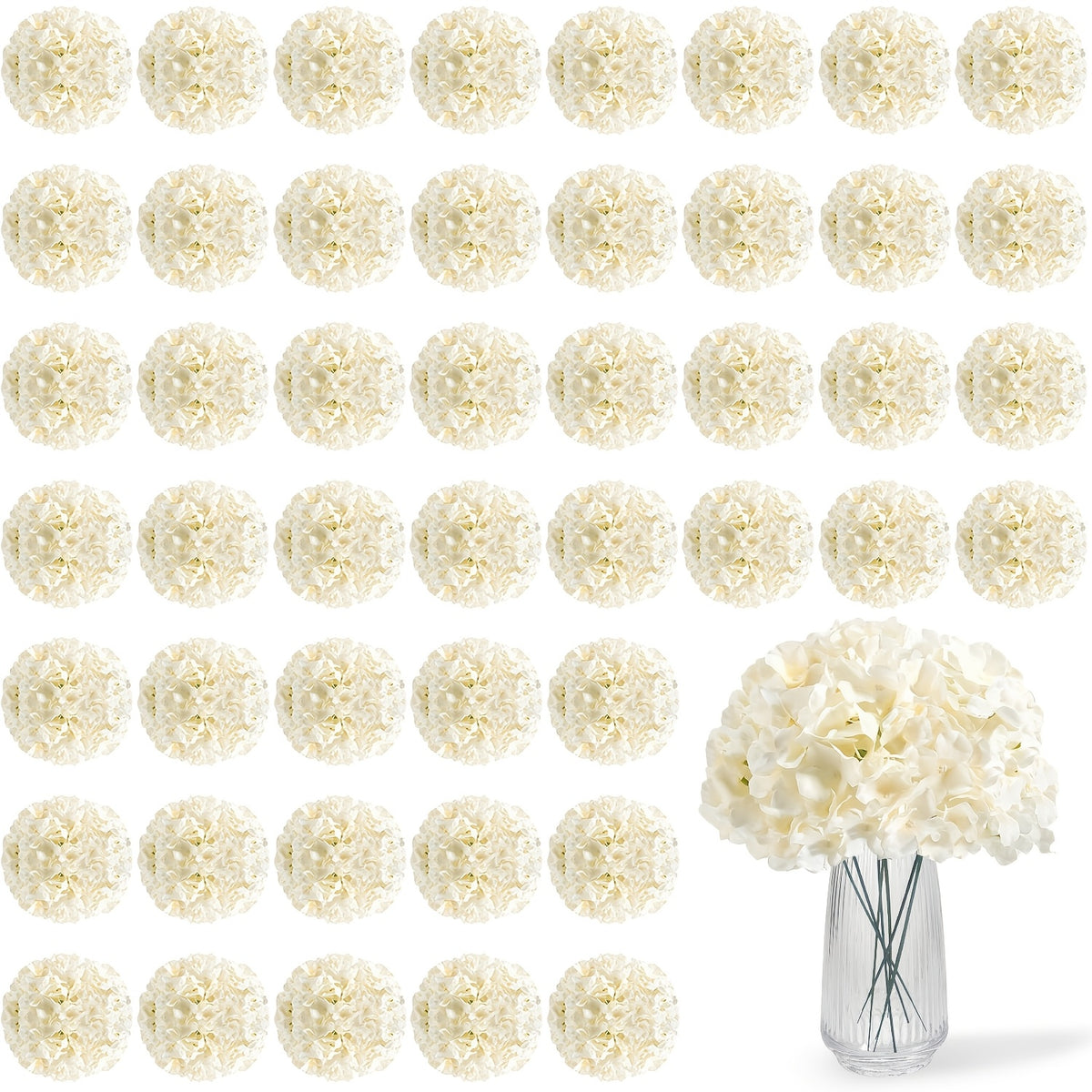 63pcs Artificial Hydrangea Flowers with Stems - Realistic Full Faux Silky Blooms, Round Heads Suitable for Wedding, Baby Shower, Garden, Party Decor, Home Decoration - Fake Flowers for Centerpieces, Arrangements, Year-Round Use