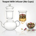Glass Teapot with Removable Infuser, 1000ml Borosilicate Tea Brewer for Loose Leaf and Flowering Tea with Optional 4-Cup Set for Home Serving