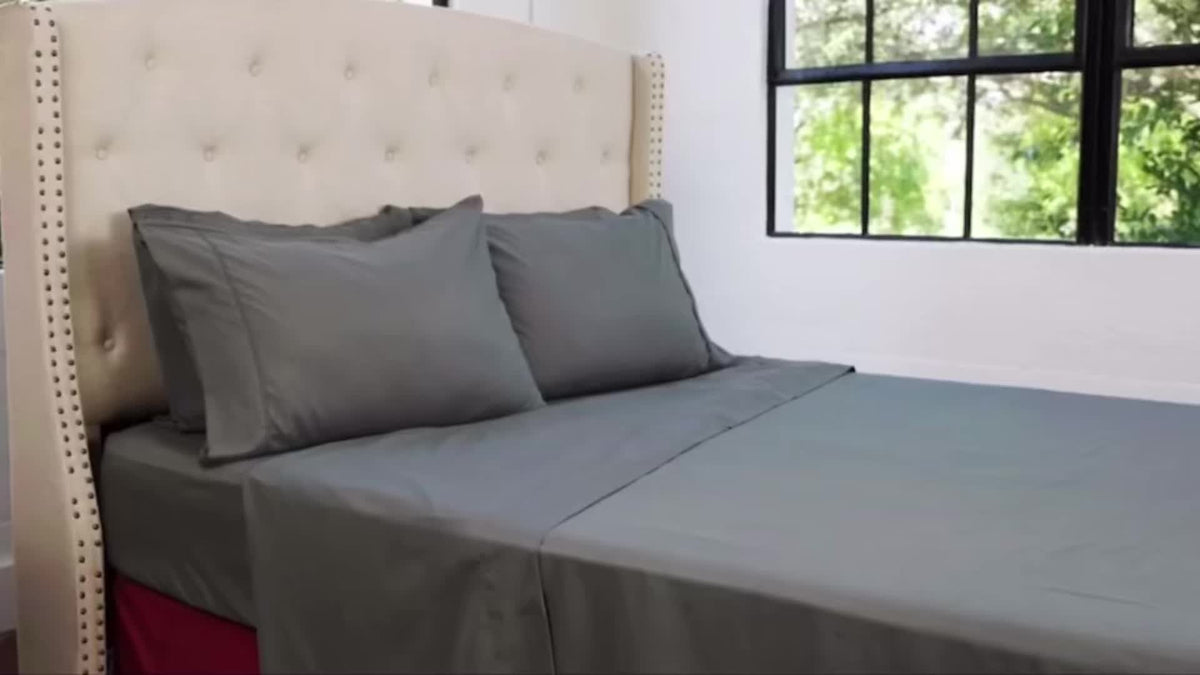 Extra Deep Pocket 10%Bamboo Fiber Bed Sheet Set - Breathable Bed Sheet - Luxury Hotel Bed Sheet Set - Soft, Wrinkle-Resistant, And Comfortable - Easily Fits Extra Deep Mattresses. Includes Pillowcases, Flat Sheet, And Fitted Sheet
