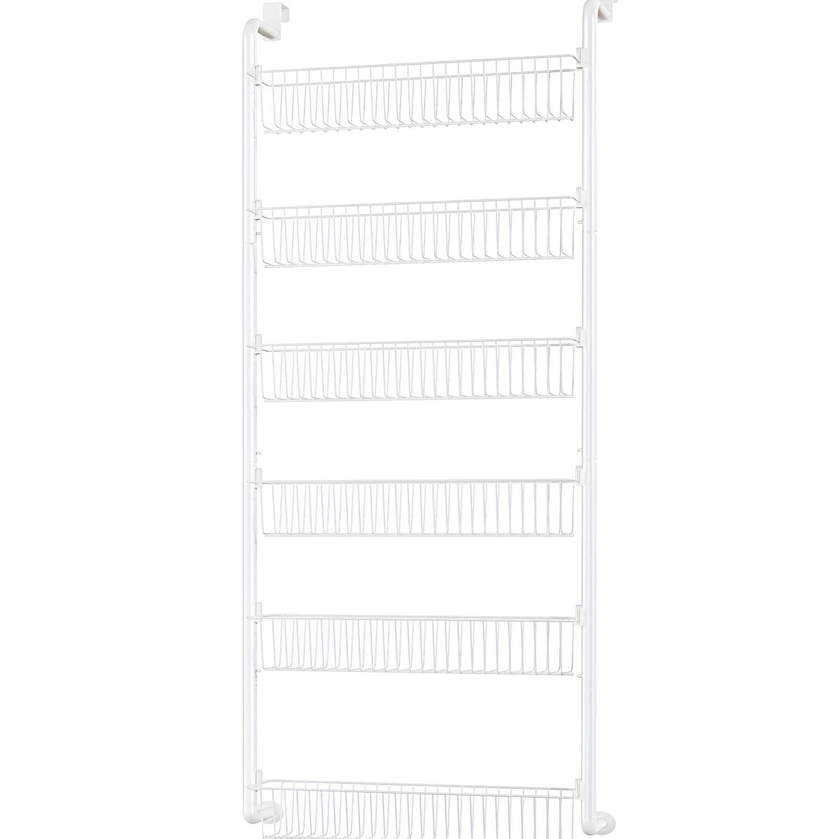 Pantry Door Storage Organizer, 6 or 8 Tier Metal Basket Rack in Black or White for Spices, Snacks, Kitchen Essentials, Laundry and Bathroom Supplies