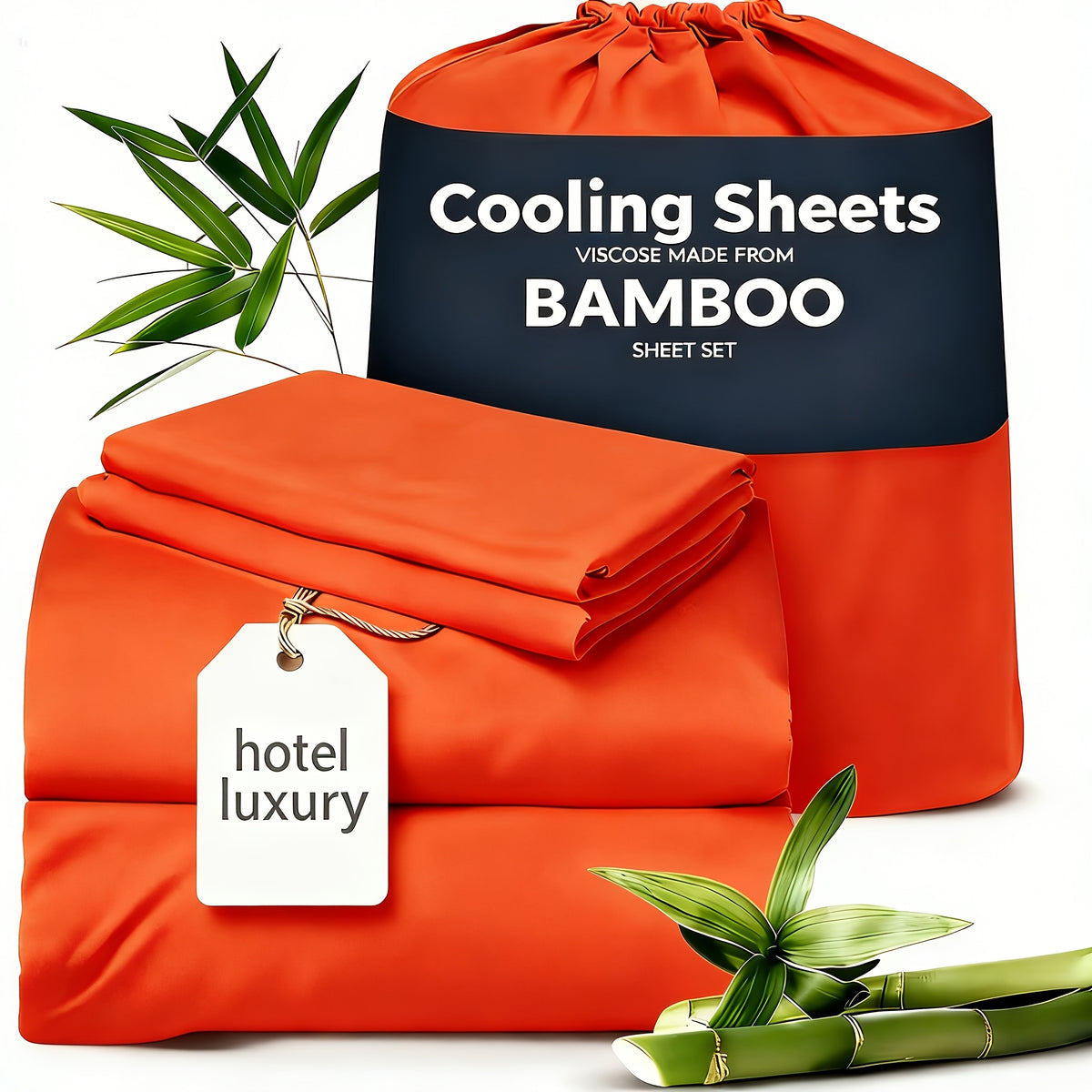3/4pcs Cooling Sheets Set - Bamboo Bed Sheets Set Queen Size - Luxury Fitted Sheet Set - 1660TC Ultra Soft Children Sheet & Pillowcase Sets - Deep Pockets - Unmatched Comfort & Softness Sleep - Perfect Fit for All Beds Set - Include Random Color