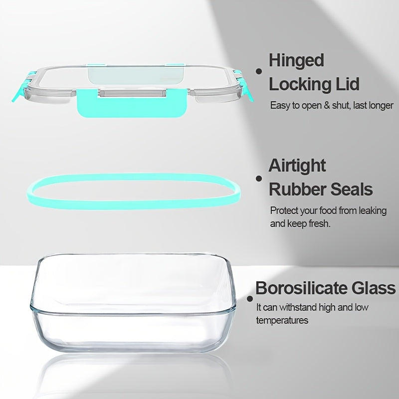 Set of 10 Glass Containers with Lids for Storage, Ideal for Meal Preparation And Pantry Organization. These Lunch Containers Are Leak-Proof And Airtight, Suitable for Use in The Microwave, Oven, Refrigerator, And Dishwasher