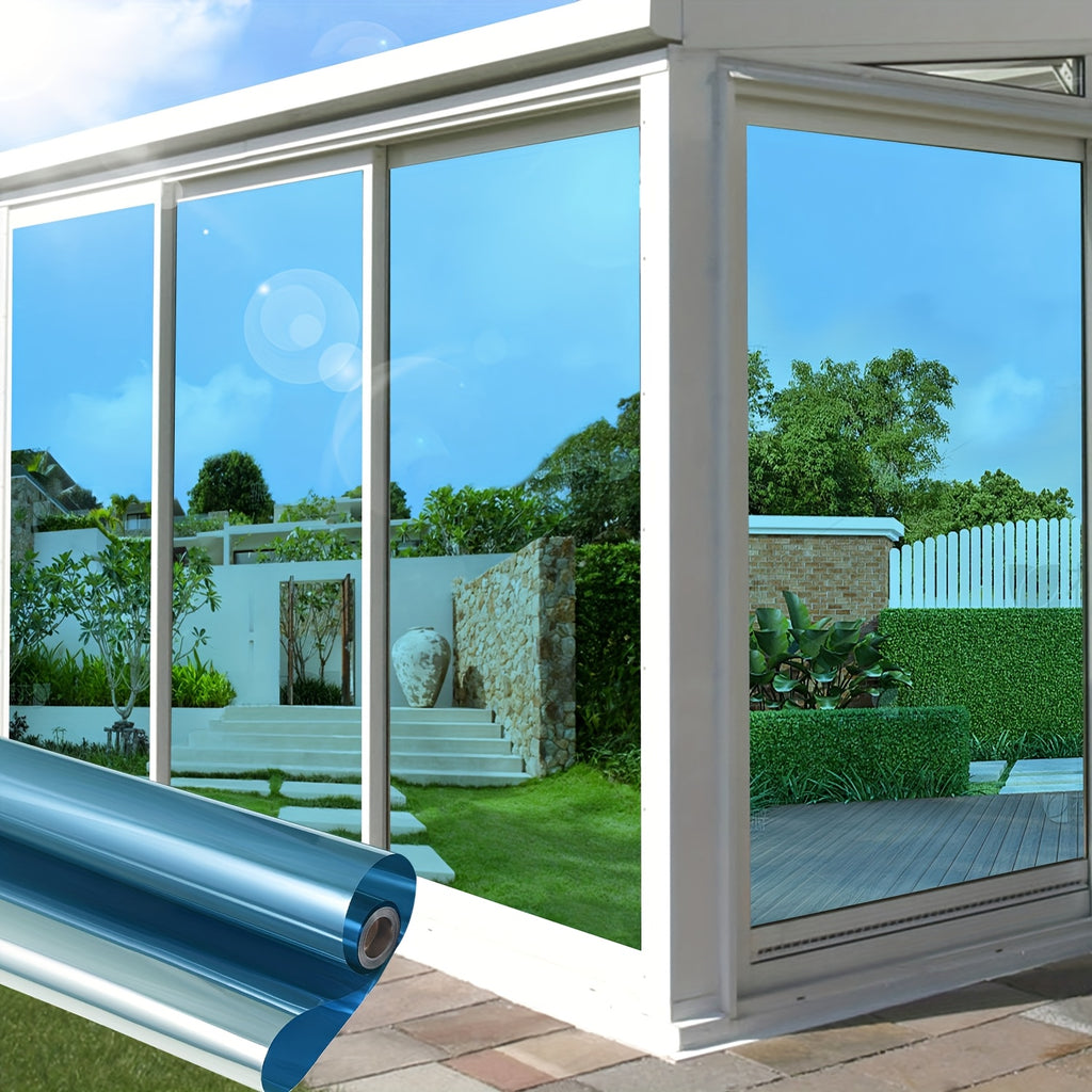 One-Way Privacy Window Film - Sun Blocking, Blocking & Heat Control Static Cling Film, Energy Saving Anti-Glare Reflective Coating No Glue- Easy Install For Home Office Hotel. Anti-Peeping | Glare Reduction Film | Reflective Glass Film(23.6''x118'')