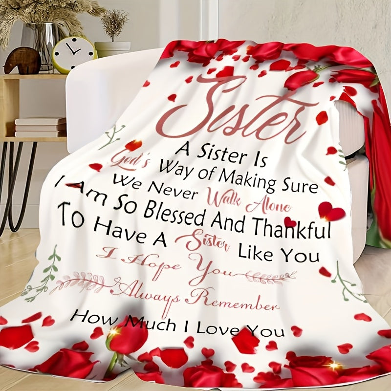 Soft & Warm Sisterly Love Flannel Blanket - Perfect for Couch,, Travel - Allergy-Friendly