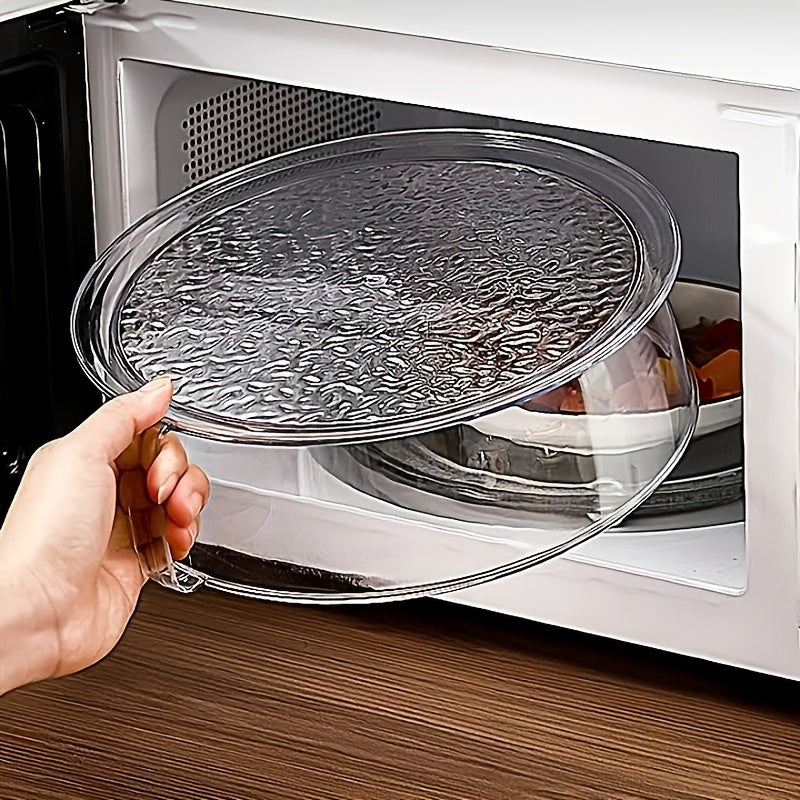 Transparent Multifunctional Microwave Splash Guard with Handle | Heat Resistant 200°C, 360° Splash-Proof, Insulated Cover for Vegetables, Fruits, And Food, Durable Plastic, Stackable for Easy Cleaning, Suitable for Most Microwave Ovens, Freezers