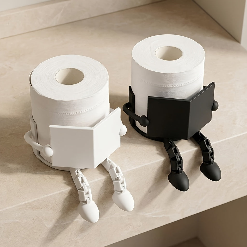 Playful Book-Loving Toilet Paper Holder, Available in Black And White, a Fun Bathroom Decoration Ideal for Holiday Gifting