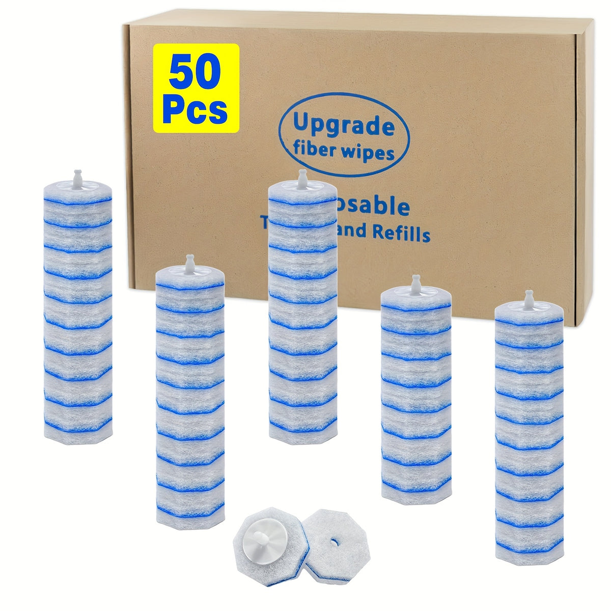 119/50/19-count Toilet Wand Refills, Disposable Toilet Brush Refills Replacement, Toilet Bowl Cleaner Wand Refills, Upgraded Fiber Toilet Brush Head for Bath & Toilet Bowl Deep Cleaning