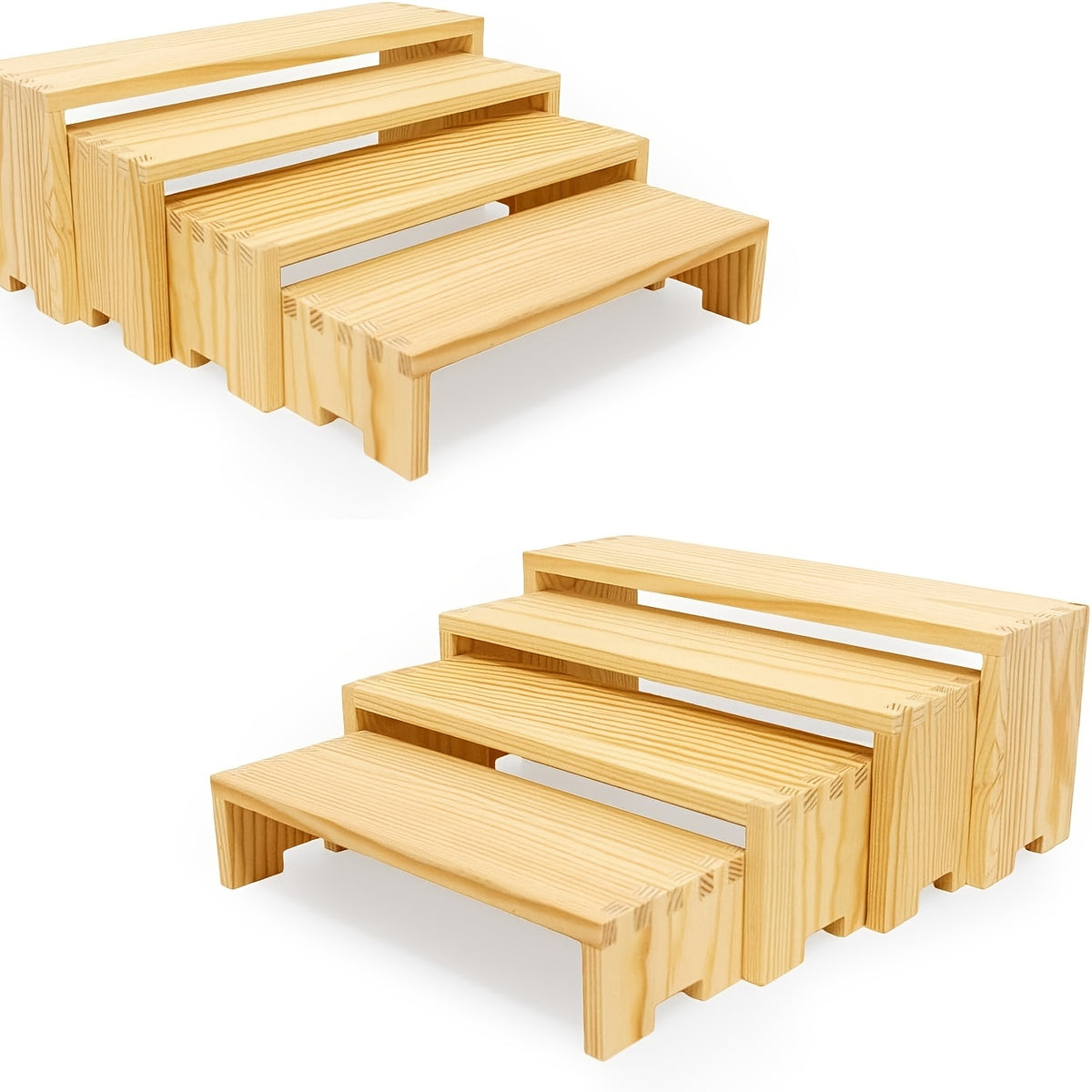 6/8pcs 2 Set Large Wooden Tiered Risers Display Stands for Vendor Events,Stackable Wooden Cupcake Display Stand,Farmhouse Decor Wood Dessert Table Display Set,Vendor Booth Display Items,Food Display Risers for Party