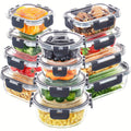 Glass Lunch Storage Containers with Lids, 12-Piece Food Storage Set with Pink Option for Meal Prep, Work Lunches and Kitchen Organization