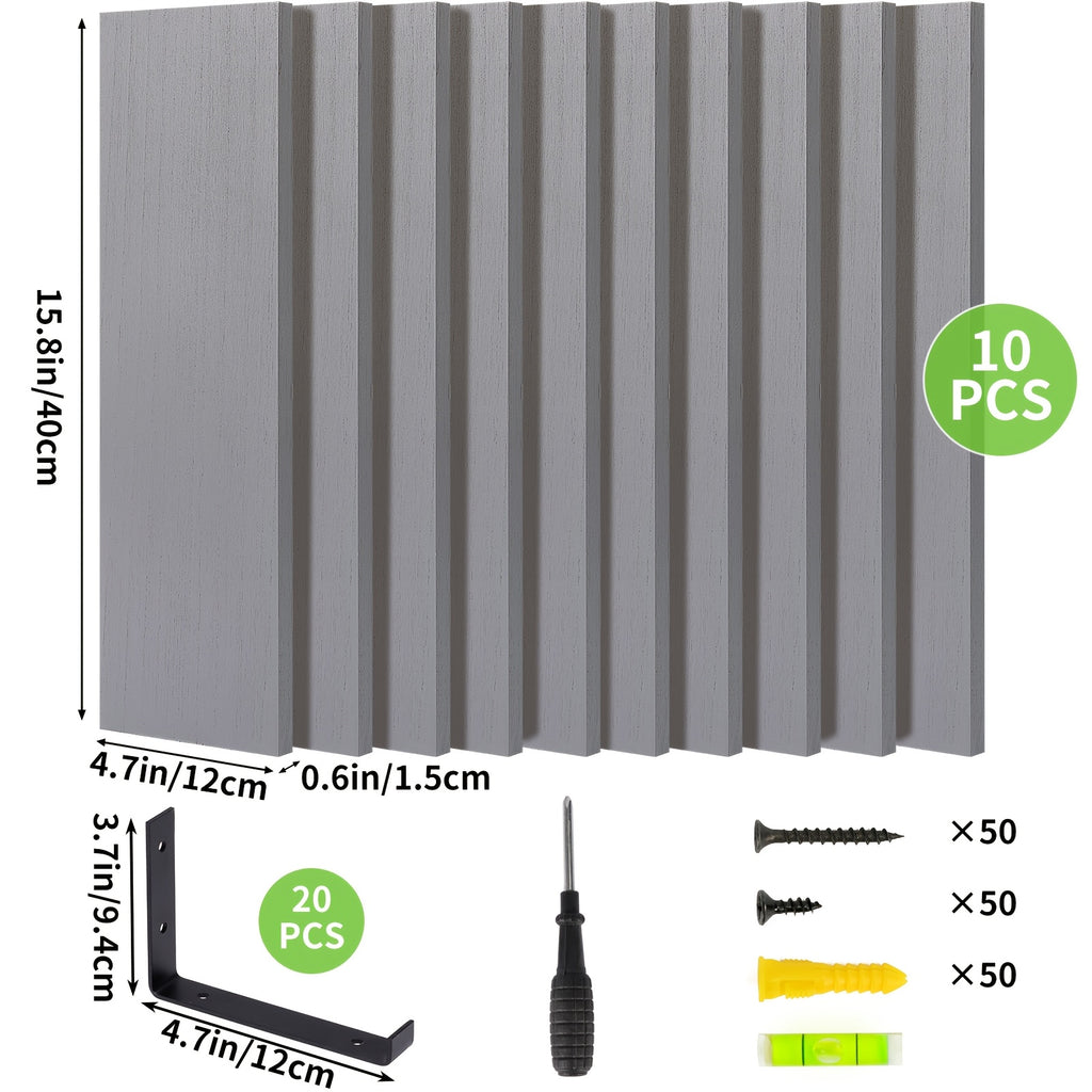 Floating Wood Wall Shelves, 5 or 10 Piece Rustic Storage Set in Gray or White, 15.8 x 4.7 Inch Ledges for Kitchen Organization and Room Displays