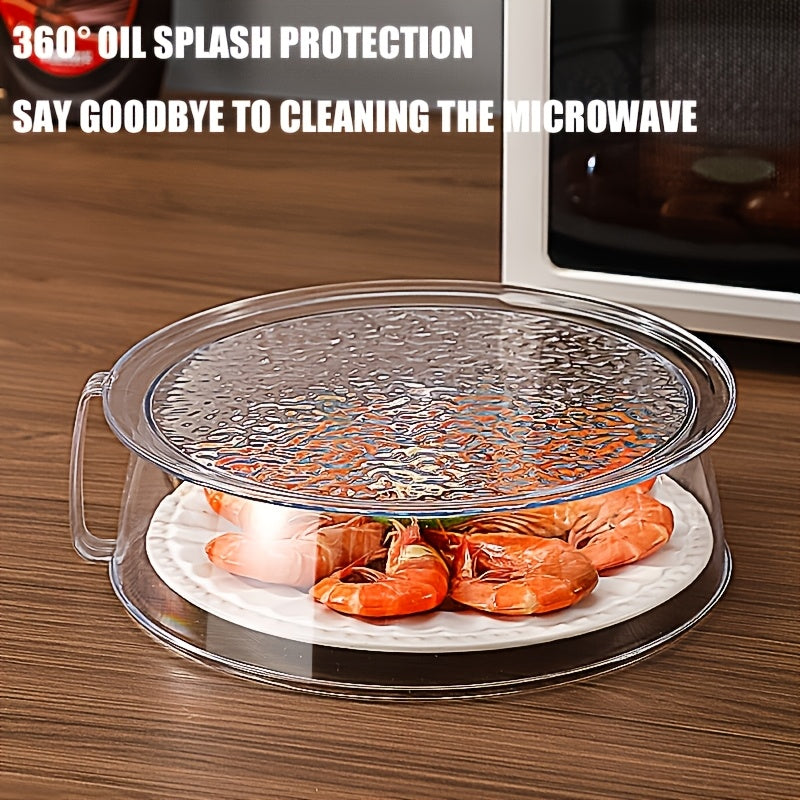 Transparent Multifunctional Microwave Splash Guard with Handle | Heat Resistant 200°C, 360° Splash-Proof, Insulated Cover for Vegetables, Fruits, And Food, Durable Plastic, Stackable for Easy Cleaning, Suitable for Most Microwave Ovens, Freezers