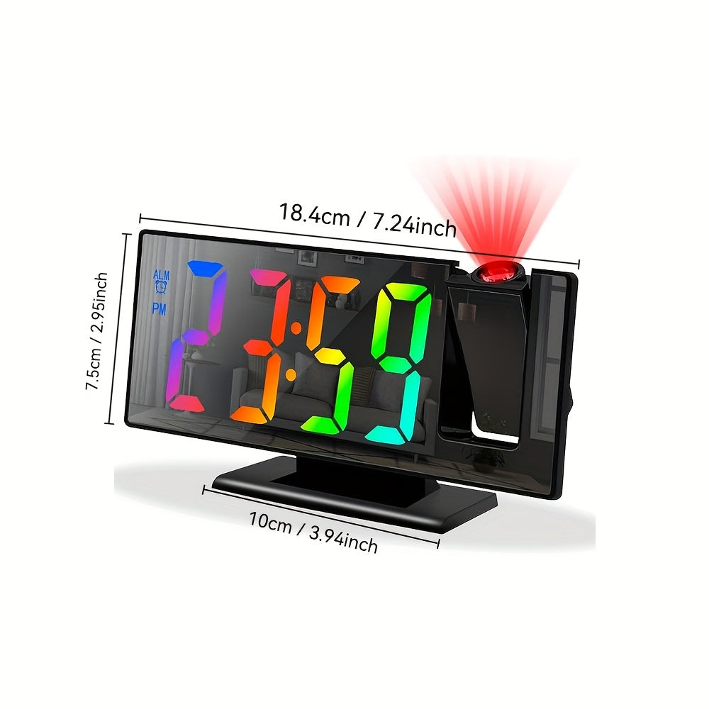 Multi-function Digital Alarm Clock with Large LED Mirror Screen, Temperature, Bedroom Date-Project Time and Alarm Clock