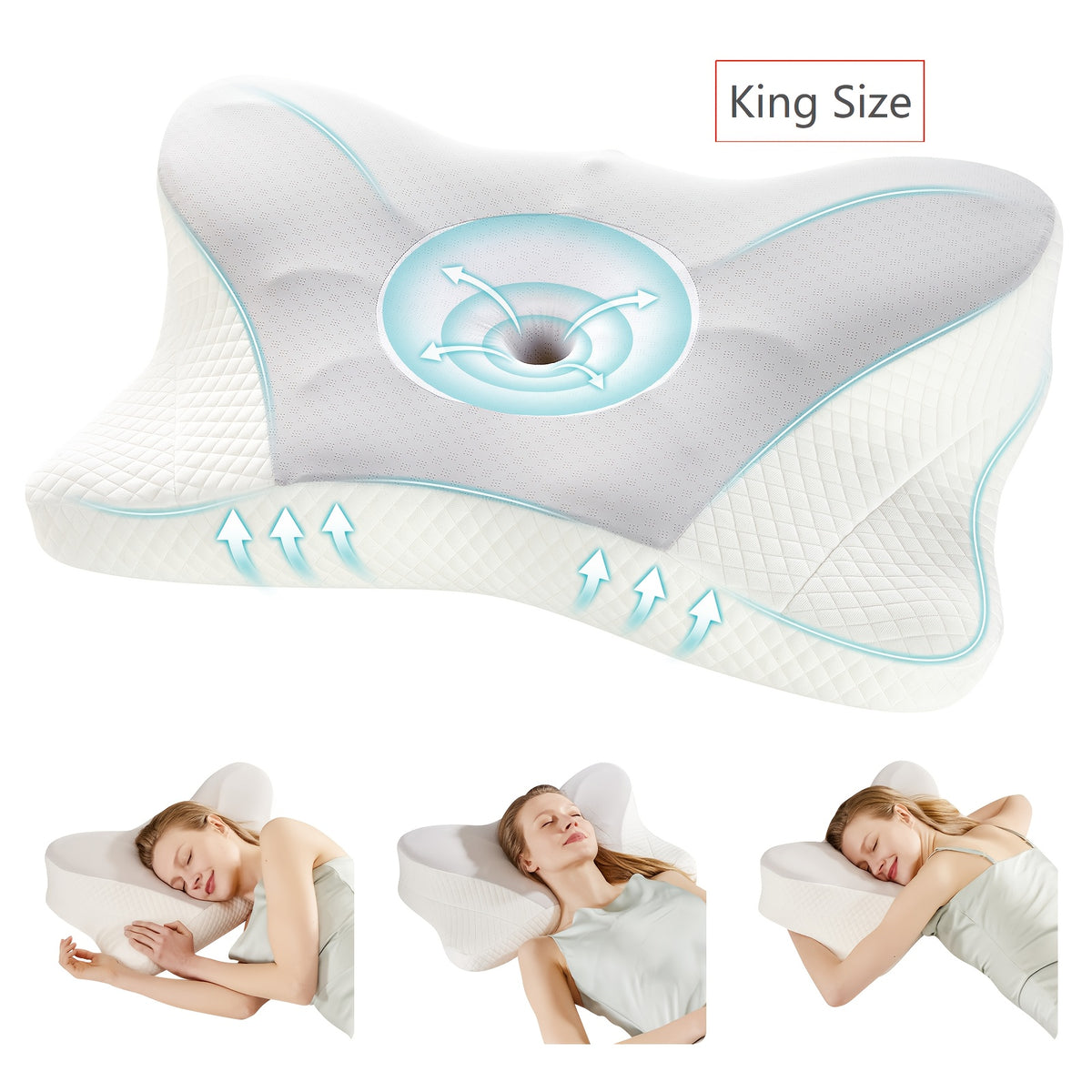 Cervical Memory Foam Pillow with Pillowcase, Ergonomic Contour Bed Pillow for Side Back and Stomach Sleepers, Home Bedroom and Guest Room Comfort