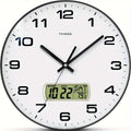 Calendar Analog Wall Clock with Date and Fahrenheit Temperature Display, 10 or 12 Inch Large Number Round Clock in Four Colors for Home and Office