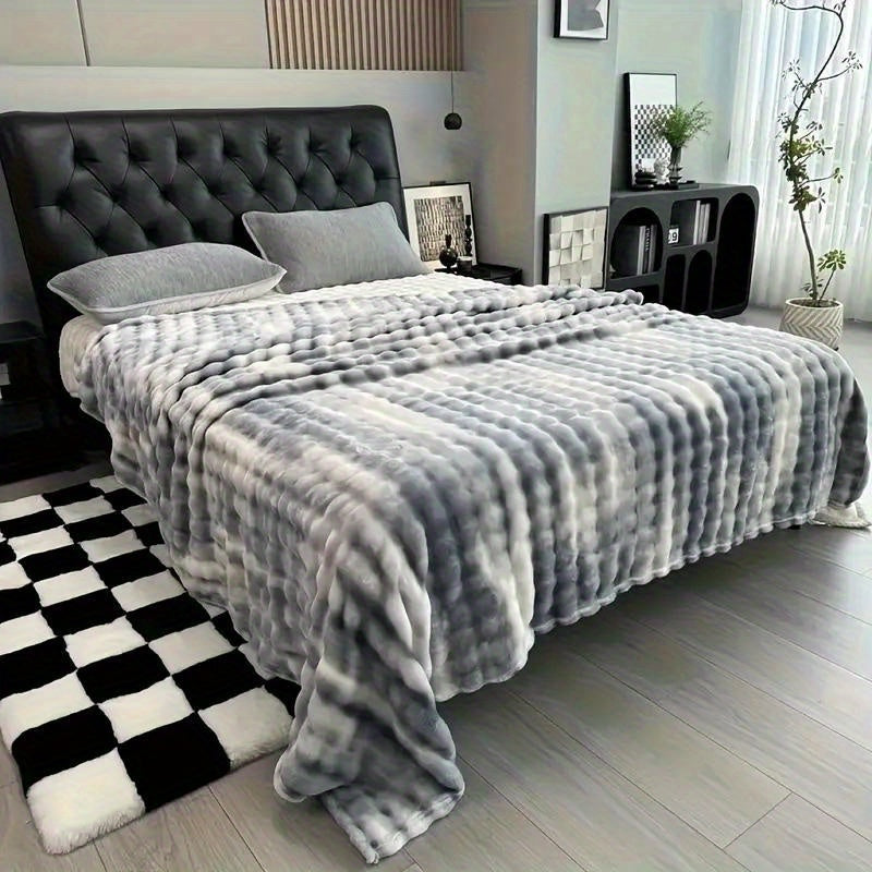 Lightweight Faux Rabbit Fur Tie-Dye Blanket—Stunningly Beautiful, Perfect for All Seasons, Soft Against The Skin, Offering The Ultimate Sleeping Experience. Machine-Washable, Reversible Design, Random Colors. The Perfect Holiday Gift