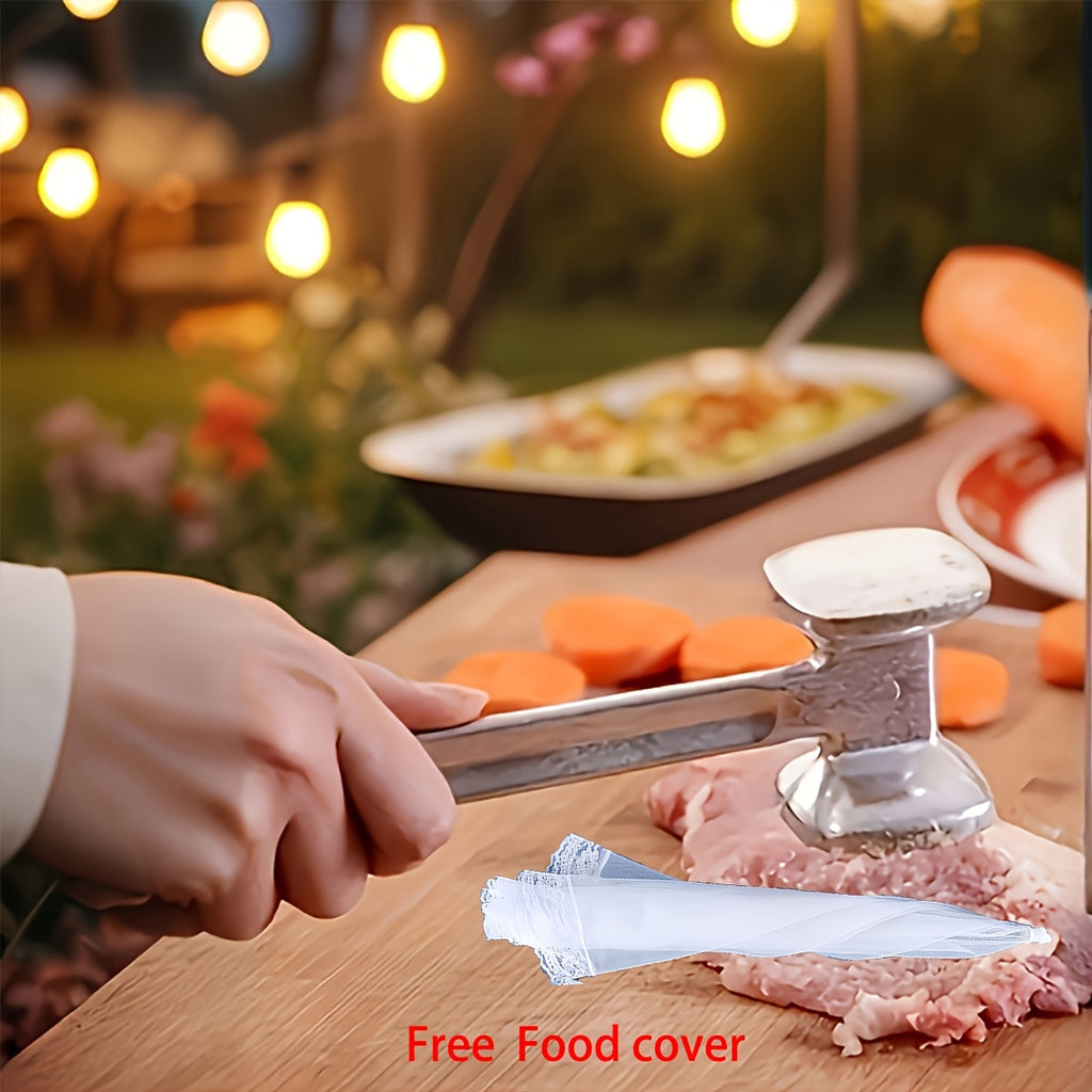 1pc Stainless Steel Meat Stuffing Hammer - Double-Sided, Heavy-Duty Tool for Roasting Beef, Chicken And Pork - Suitable for Outdoor Grilling And Cooking, Camping Cookware | Stainless Steel Hammer | Durable Kitchen Tools Free 1pc Food Cover