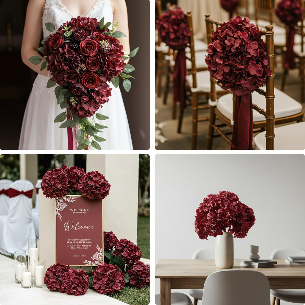 72pcs Hydrangea Artificial Flowers Hydrangea Flowers Artificial Flower Heads with Stems for Home Wedding Party Decorations