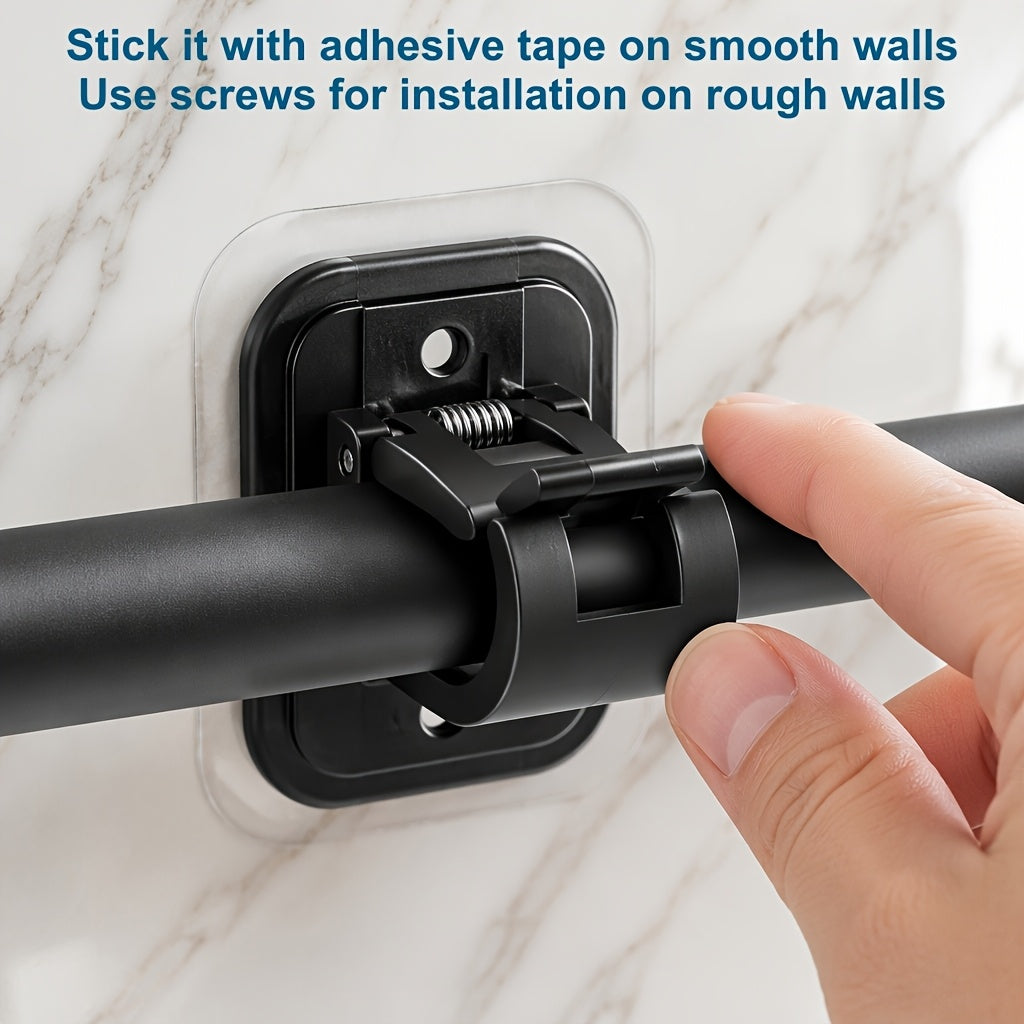 Curtain Rods No Drilling For Windows, 5/8 Inch Diameter Drapey Pole With No Drill Curtain Rod Brackets (2pcs, Black, 30 To 45")