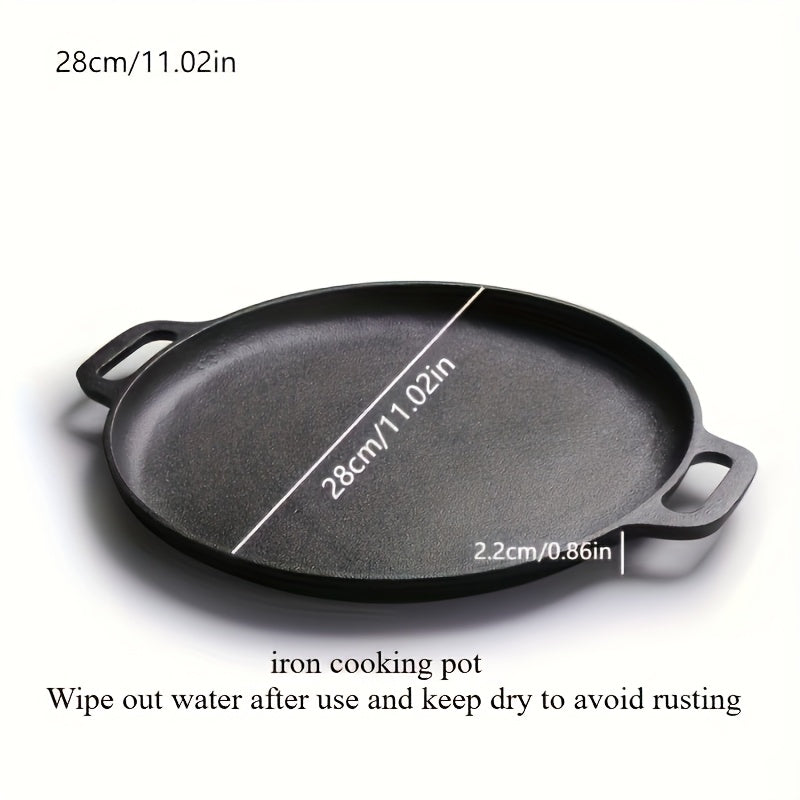 1/2/3pcs Cast Iron Pan, Pre Seasoned, Multifunctional, Non-Stick, for Pizza Lovers, for Home Kitchens, Outdoor Cooking, Durable, Even-Heating, Versatile, Compatible with All Stoves, Perfect for Home Kitchens And Outdoor Cooking