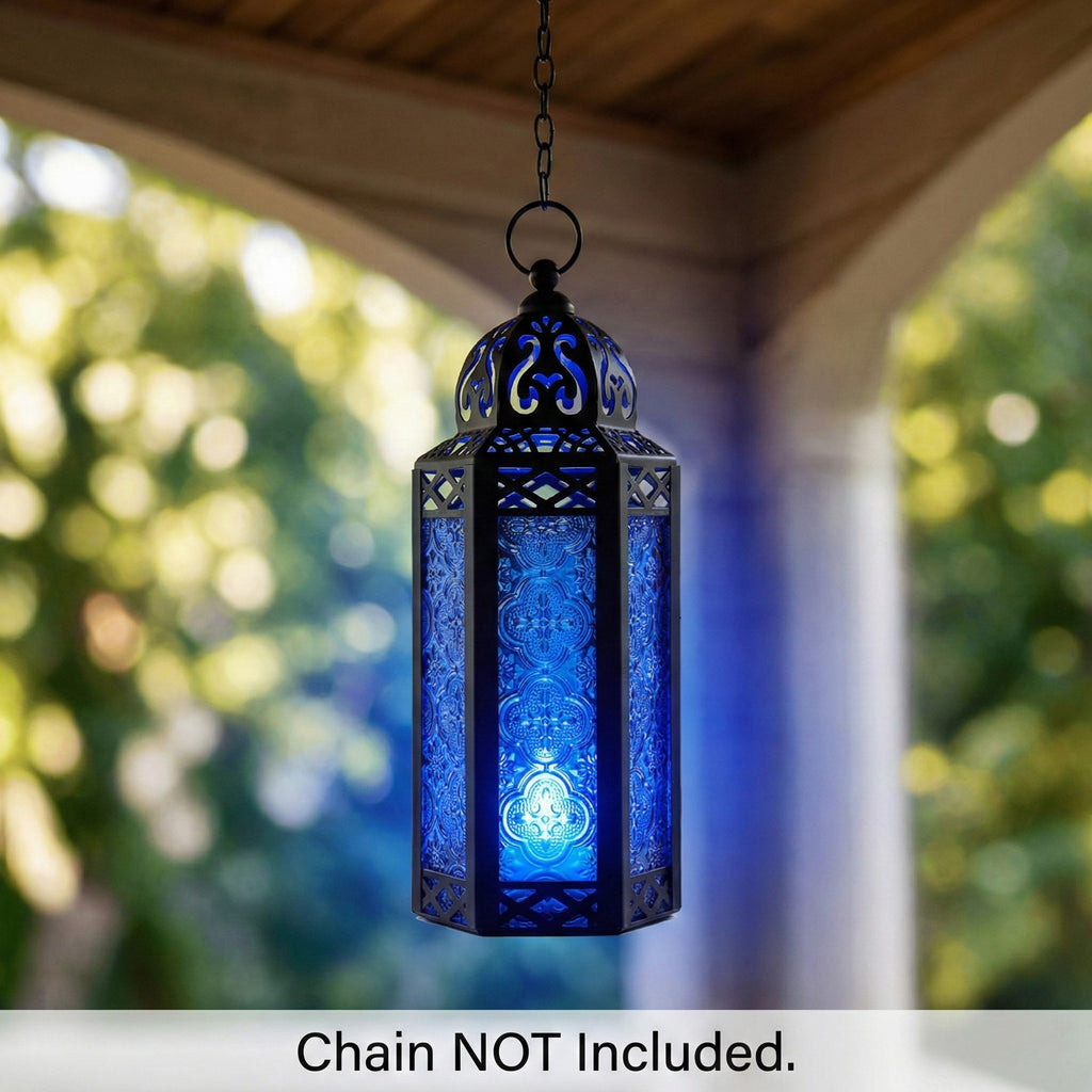 Decorative Moroccan Candle Lantern Holder, Medium, 10.5" Tall