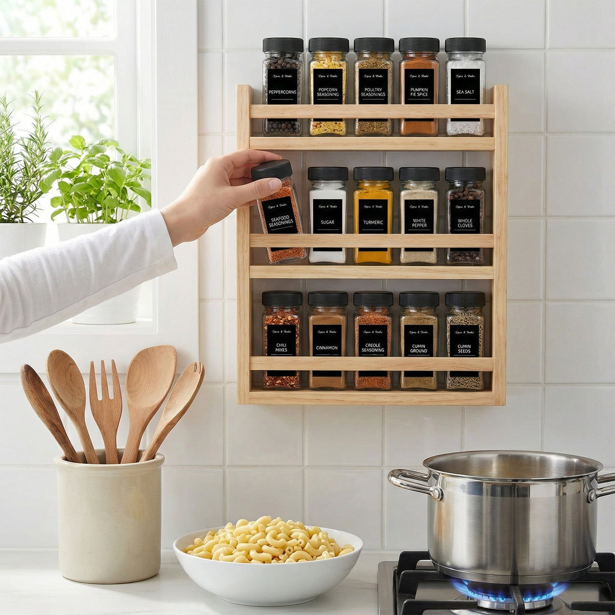 whonline 16pcs/24pcs/36pcs/48pcs Spice Jars, 4oz Glass Spice Jars with Labels - Shaker Lids, Collapsible Funnel, Brush and Marker, Seasoning Bottles for Spice Rack Drawer Cabinet