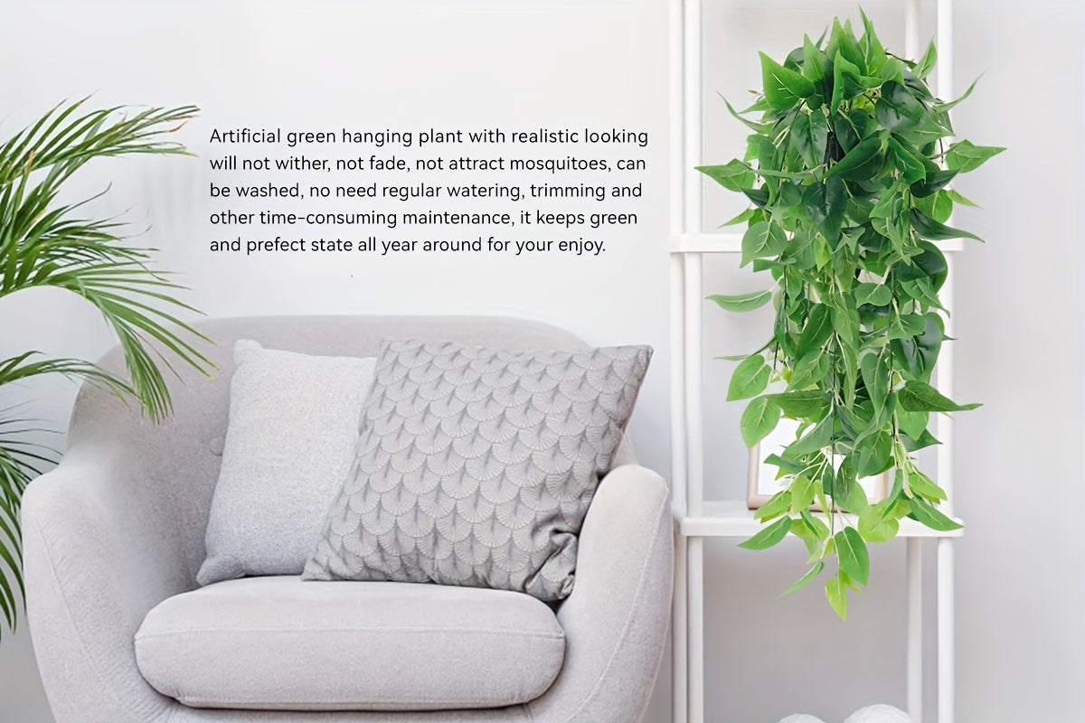 Der Rose 6/8 Packs Fake Plants Hanging Artificial Ivy Vine Faux Eucalyptus Plants In Black Pots For Bathroom Wall Shelf Bookshelf Decor Indoor