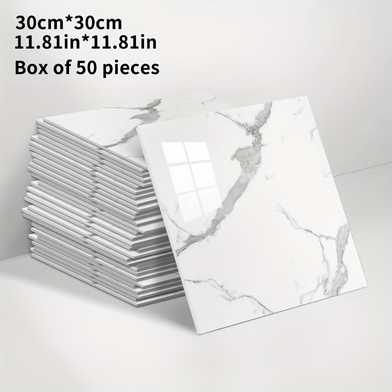 20/50pcs 3D Marble Wall Tiles Wallpaper, Self-Adhesive Foam Wall Panels, Home Decoration Wall Stickers, Peel And Stick, Easy to Clean And Cut, Suitable for Renovation of Bathrooms, Living Rooms, Kitchens, Bedrooms, Not Real Tile (Grey Marble)