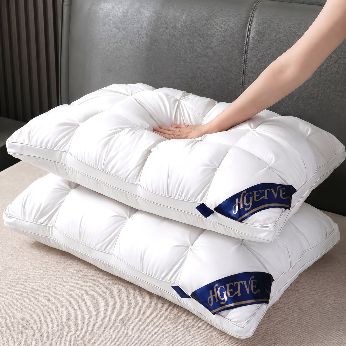 2pcs Luxury Hotel-quality Pillows, Deep Sleep Neck Pillow, High Fluffiness, Not Easy To Collapse, Suitable For All Seasons, Soft Fabric, Easy To Clean, Available In Multiple Colours And Sizes, Queen/King Size, Holiday Gift