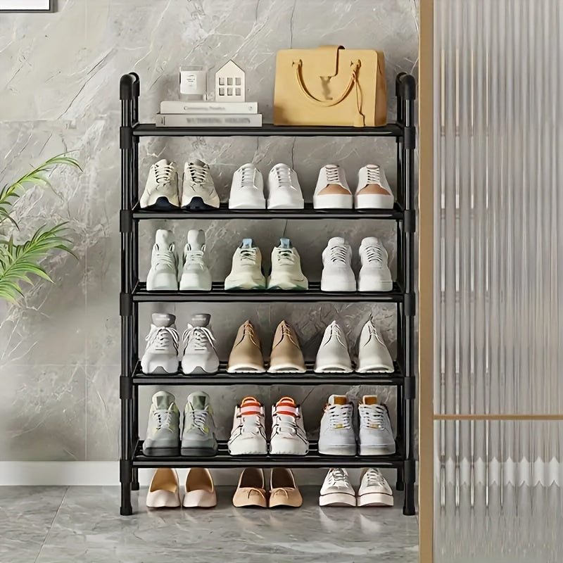 1pc Multi-Layer Shoe Rack, Black Shoe Storage Stand, Simple Household Shoe Storage And Organization, Multifunctional Storage Shelf, Space Saving Shoe Rack, Suitable for Doorway, Bedroom, Corridor