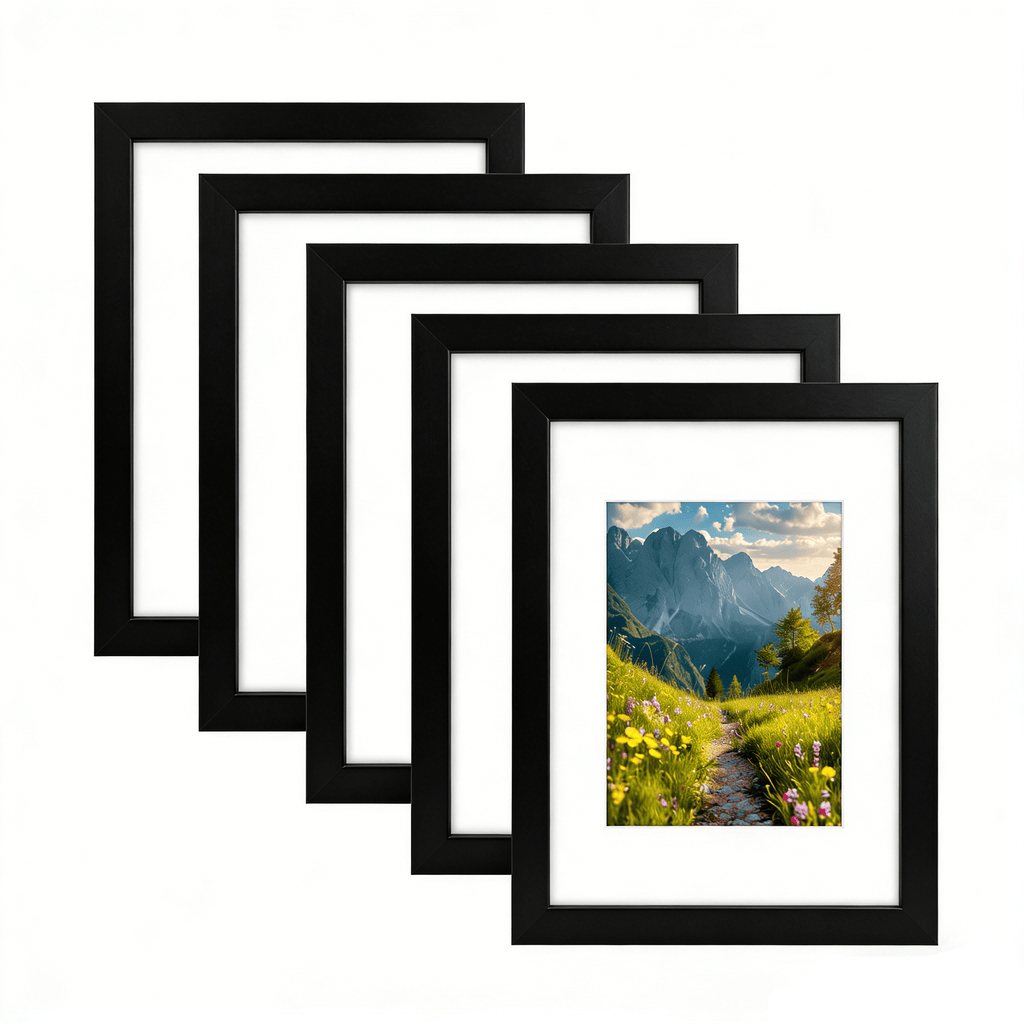 6 Packs 6x8/8x10/9x12/11x14/16x20 Picture Frames Set, Engineered Wood Gallery Wall Frame Set with Plexiglass - Wall Mounting or Tabletop Display