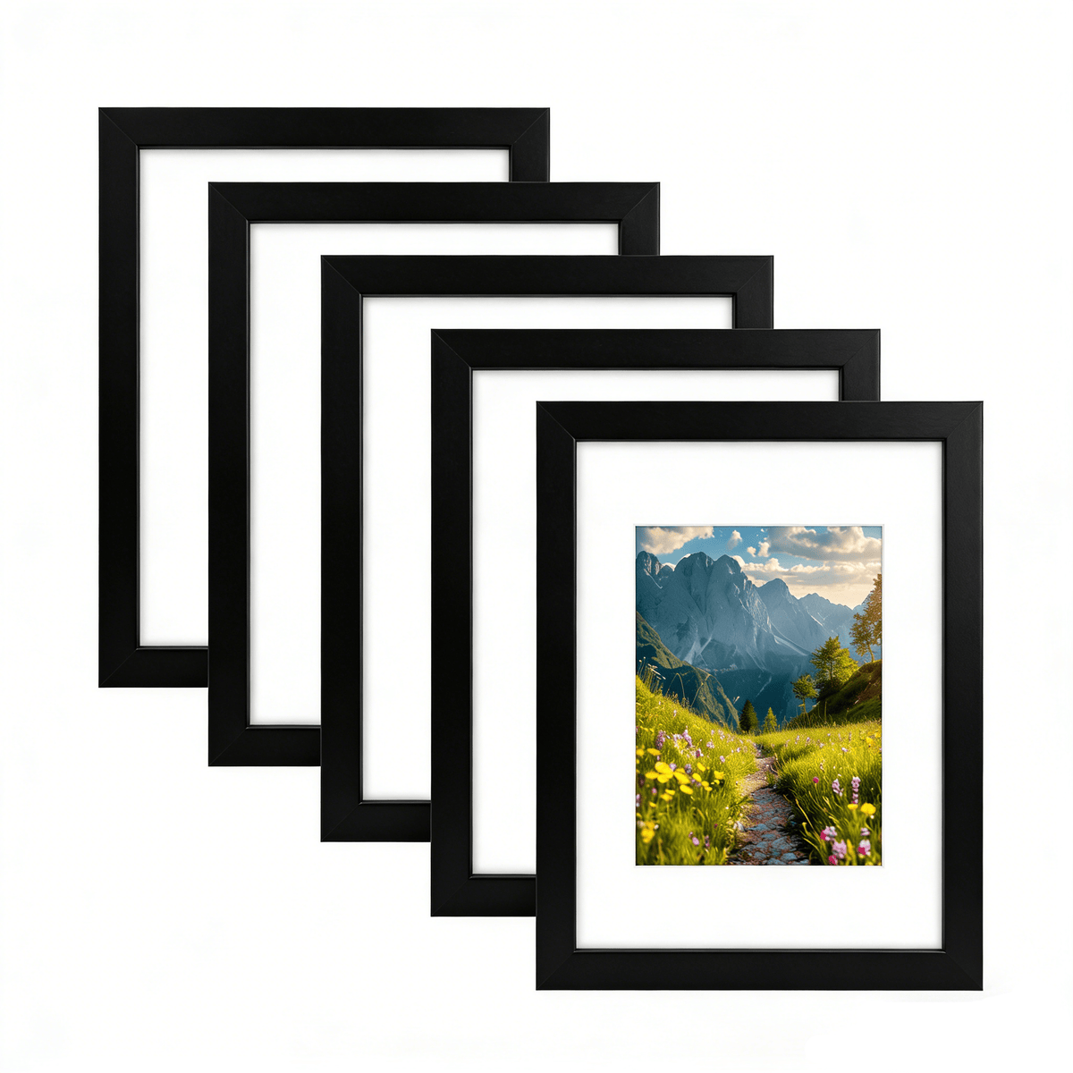 6 Packs 6x8/8x10/9x12/11x14/16x20 Picture Frames Set, Engineered Wood Gallery Wall Frame Set with Plexiglass - Wall Mounting or Tabletop Display