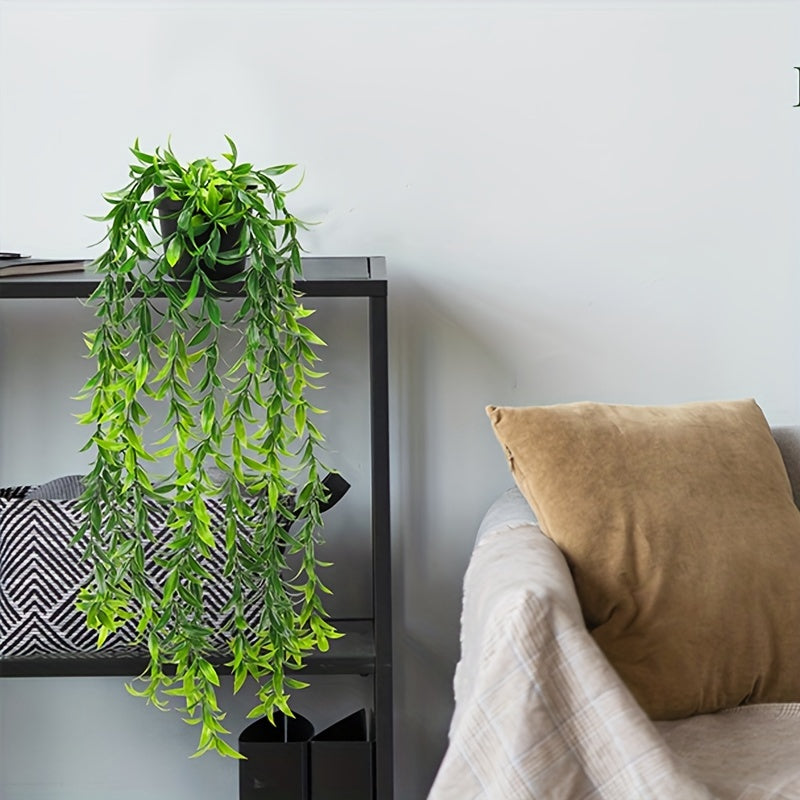 Der Rose 6/8 Packs Fake Plants Hanging Artificial Ivy Vine Faux Eucalyptus Plants In Black Pots For Bathroom Wall Shelf Bookshelf Decor Indoor