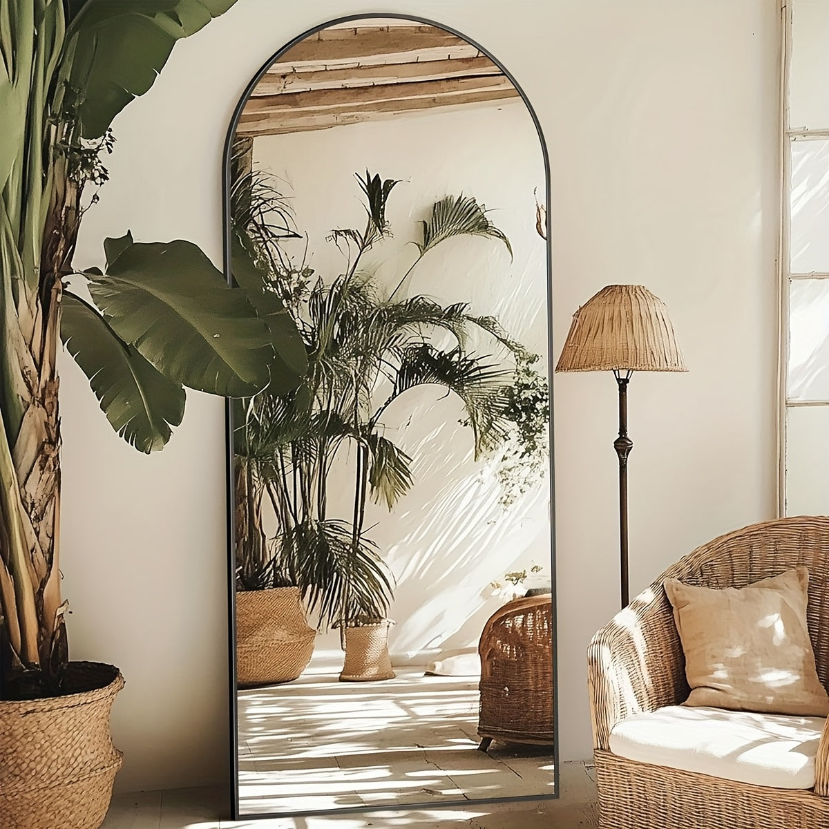 Homsion Full Length Floor Mirror - Freestanding Arched design with Sturdy Base, Large Full Body Mirror for Bedroom, Living Room, Bathroom - Space-Enhancing Elegant Home Decor Standing Mirror, Polished Surface