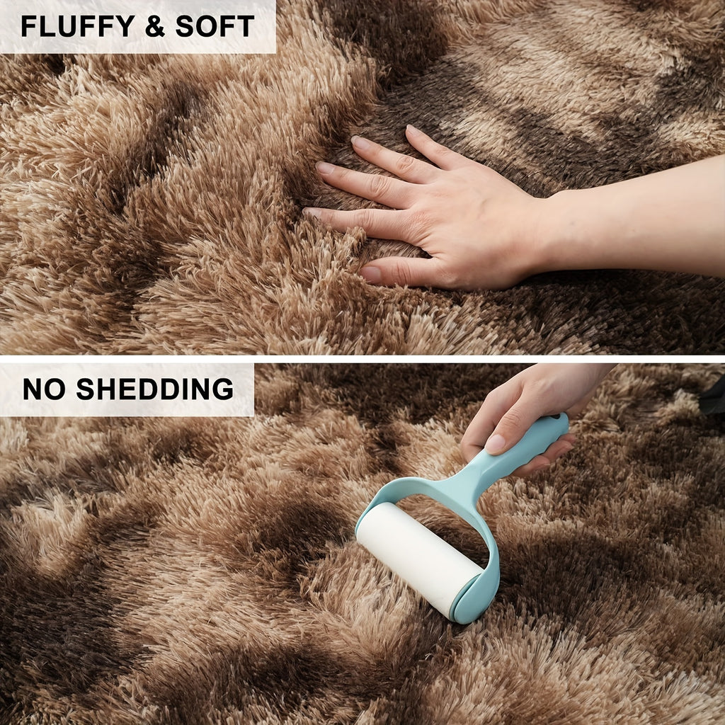 Shaggy Plush Area Rug, Soft Fluffy Rectangular Machine Washable Carpet with Non-Slip Design in Solid and Tie-Dye Colors for Living Room and Bedroom Decor