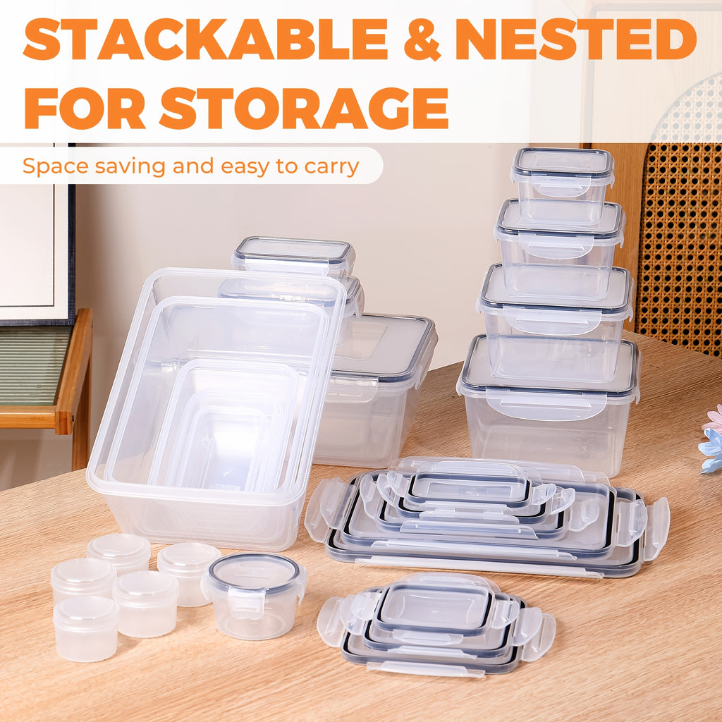 24/48/50pcs Includes 12/24/25 Containers, 12/24/25 LidsDeluxe Food Storage Container Set, High Quality - Airtight Seal, BPA-Free, Easy-Snap Lids, Stackable, Microwave Safe -, Free Labels and Kitchen Storage Marker, Perfect for Travel and Outdoor