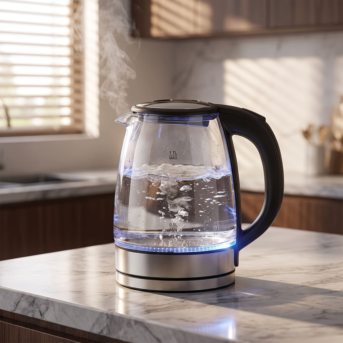 Electric Tea Kettle, Cordless Water Boiler & Heater with Fast Boiling 1000W, Auto Shut-Off & Boil-Dry Protection, 1.9 Liter Clear Glass, Suitable for Tea, Soup, Instant Noodles, Boiling Water Heater
