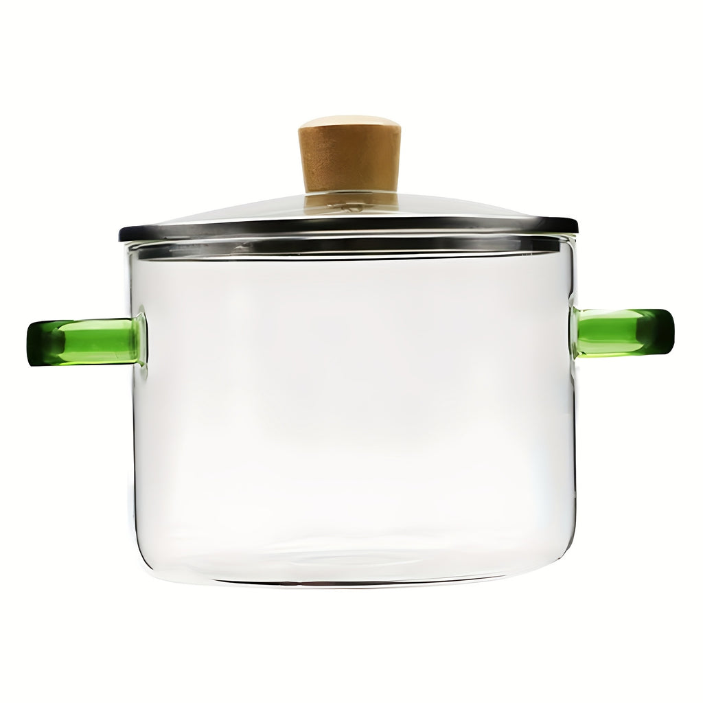 54Oz Borosilicate Glass Cooker with Yellow Handle Heat Resistant Transparent Soup Congee Pot Suitable for Stoves And Ovens Perfect for Families And Restaurants Perfect for Soups Milk Ramen More Easy Clean Odorless Kitchen Essential