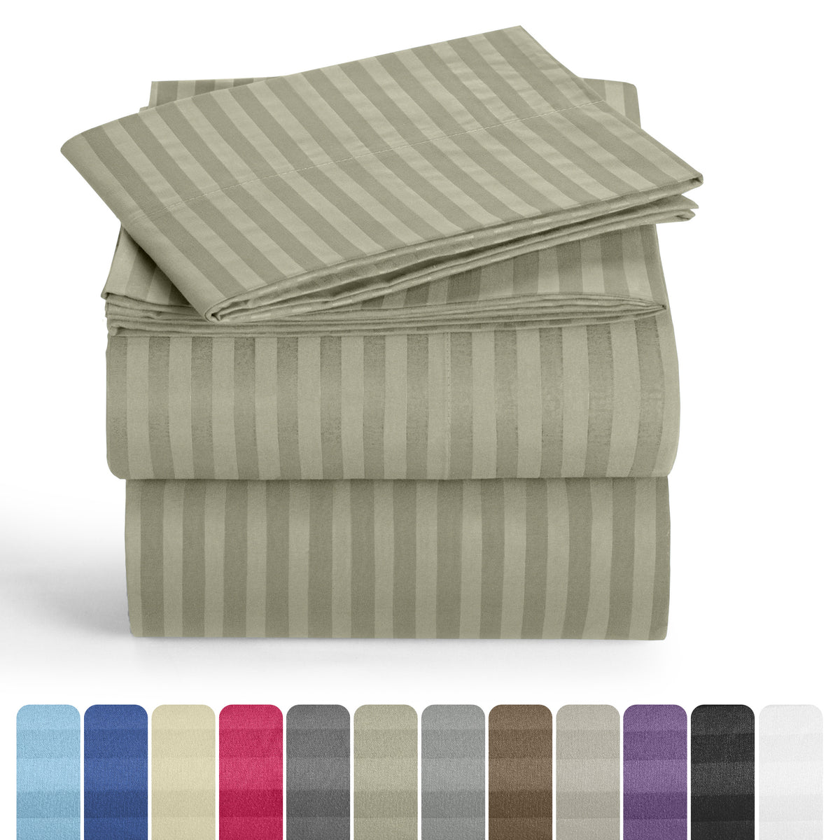 Lux Decor 4/3 Pieces Striped Bed Sheets Set - Hotel Luxury Sheets, Deep Pocket Up to 16 Inches, Extra Soft, Breathable Cooling Sheet & Pillowcases, Easy To Fit, Wrinkle Free, Fade & Stain Resistant Bedding Set
