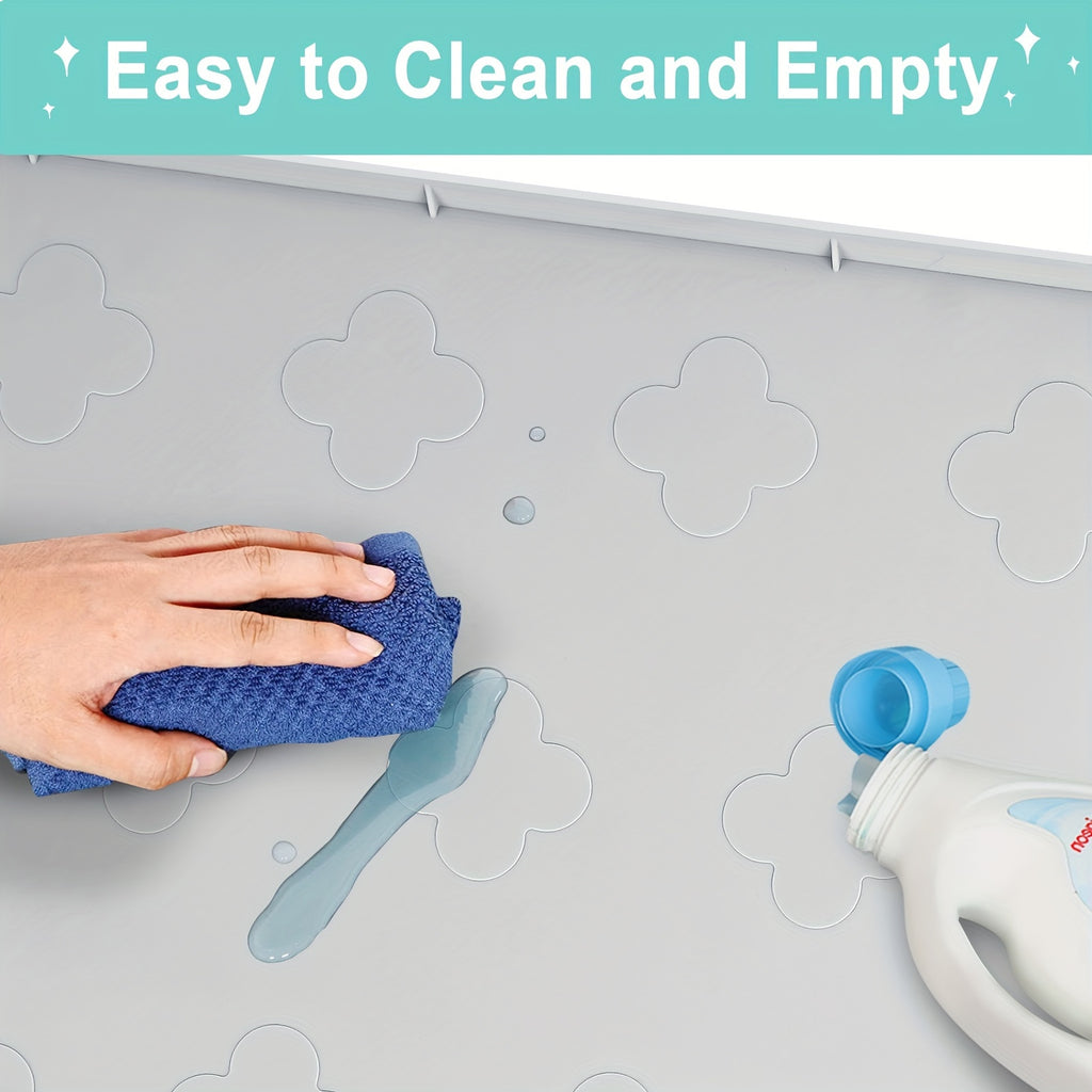 Waterproof Kitchen Undersink Mat, 34" X 22" Silicone Undersink Mat For The Bottom Of The Kitchen Sink, Undersink Drip Tray Liner For Kitchen Bathroom Cabinets, Can Hold Up To 3, 3 Cups Of Liquid.