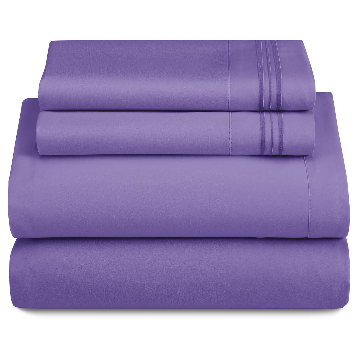 Lux Decor 4 Pieces Solid Bedsheets - 1800 Series Stylish Comfy Bedding Sheet Set - Hotel Luxury Skin Friendly Cooling Sheets & Embroidered Pillowcases Without Filler - Classic Collection With 16 Inches Deep Pocket Room decor - Shrinkage & Fade Resistant