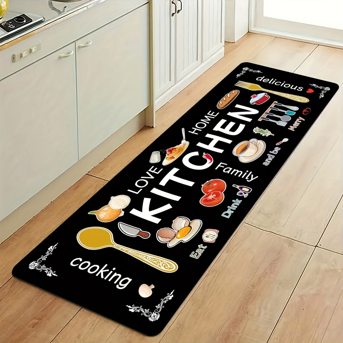 3pcs Kitchen Carpet Set, Egg Beater, Knife And Fork Kitchen Mat Theme, Decorative Carpet, Soft, Easy to Clean, Suitable for Bedrooms, Living And Dining Room, Kitchen, Bathroom, Gifts for Friends And Family, Kitchen Additions, Halloween Decorations