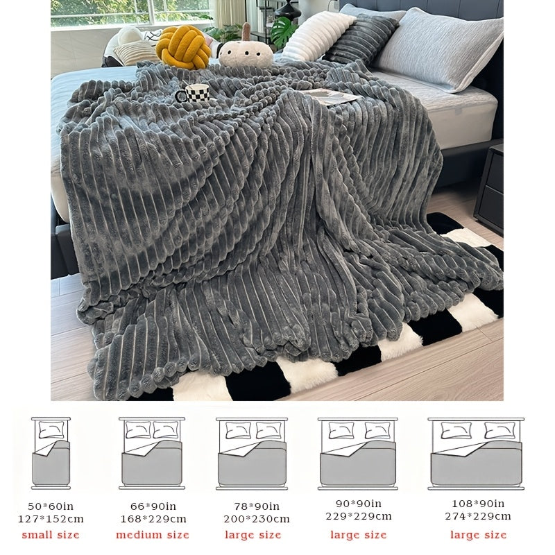 Ultra-Soft Thick Fleece Blanket | Multi-Color, 3D Faux Rabbit Fur, Double-Sided, Ideal for All Seasons, Home, Office, Travel, Camping, Gift for All Occasions