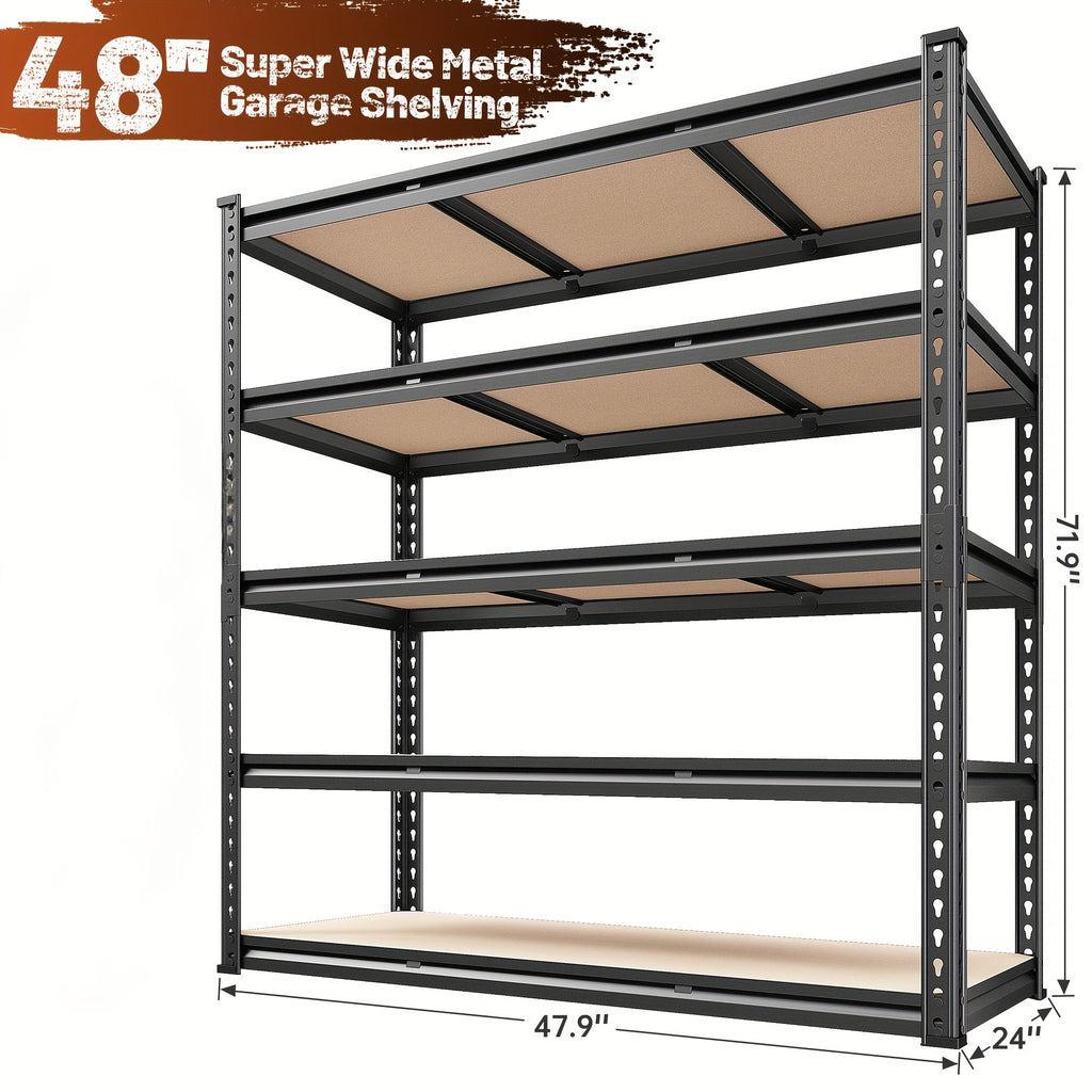 2000LBS Garage Shelving 72''H Storage Shelves Heavy Duty Shelving 5 Tier Metal Shelves For Garage Shelves 35.5"W X72"H X 15.8"D, Adjustable Shelving Unit For Basement Pantry Utility Rack Shelf, Utility Shelves