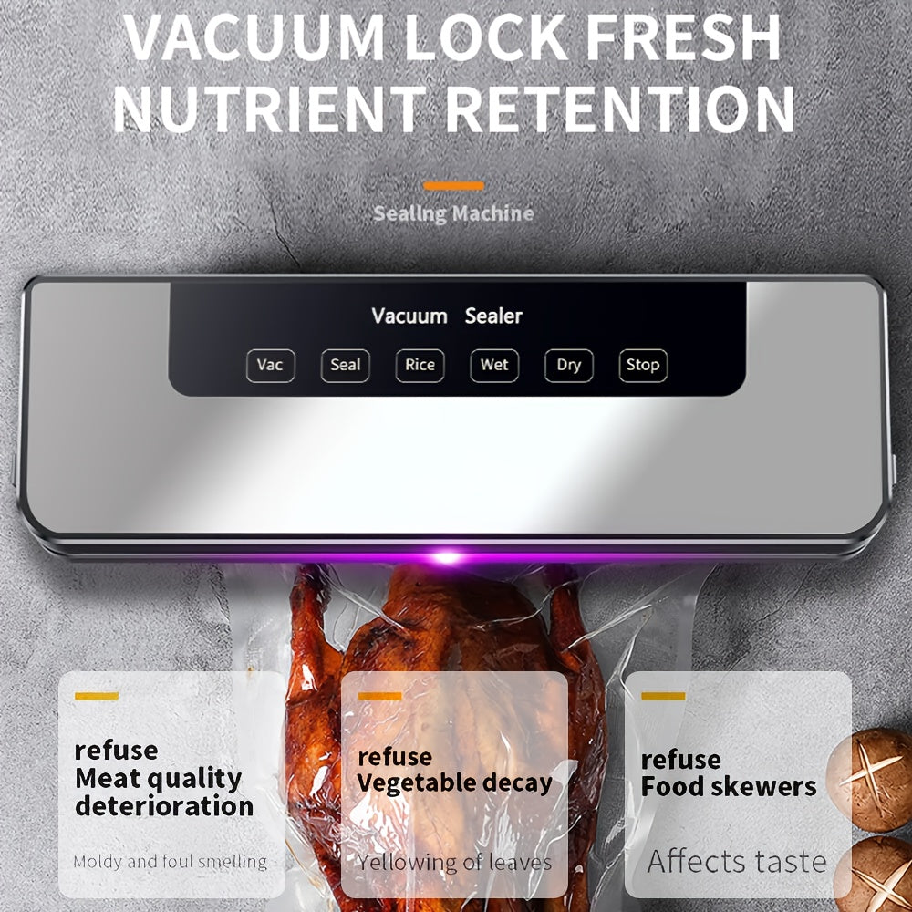 65 KPA Commercial for food Vacuum Sealer Machine Seal With 50 Free Bags, Dry/Moist Modes, 6-in-1 Sealing Machine For Food Storage & Sous Vide, Automatic for food Sealing Machine, for food Preservation System For Home Kitchen, Easy To Clean