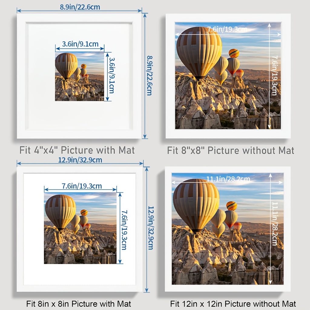 3pcs/set of white and black square frames 8*8in and 12*12in decorative photo frames, which can be given to friends and family as holiday gifts, suitable for hanging on the walls of corridors and living rooms, photo paper is not included.