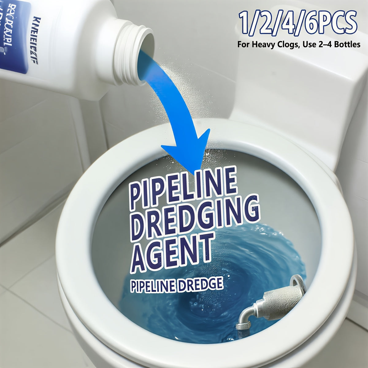 1pc/2pcs/4pcs/6pcs Powerful Drain Cleaner Powder, Pipe Unclogging Solution For Kitchen & Bathroom, Quickly Dissolves Hair & Grease, Deodorizes And Prevents Blockages