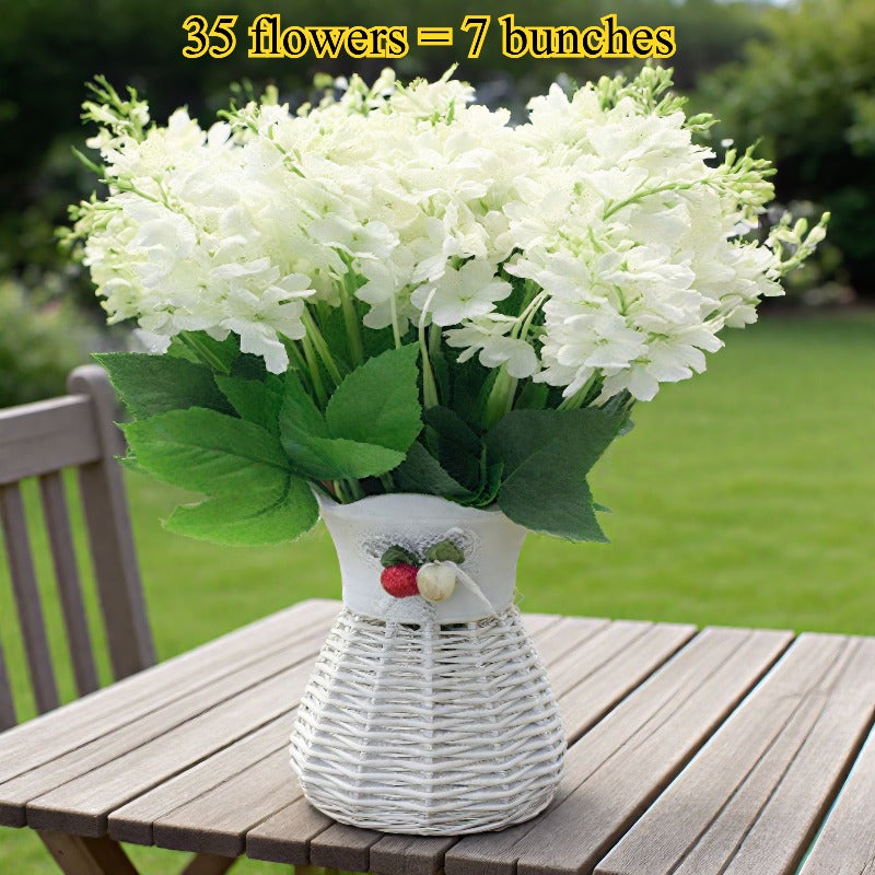 35pcs Realistic White Hyacinth Artificial Flower Bouquet - Fade-Resistant & Maintenance-Free Plastic Faux Flowers Suitable for Indoor/Outdoor Weddings, Gardens, Offices - Elegant Low-Maintenance Wedding & Housewarming Gift (No Container)