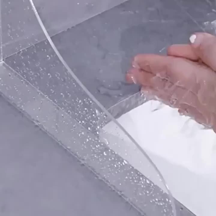 2pcs Transparent Curved Splash Guards - Heavy-Duty Splash-Proof Design, Tool-Free Adhesive Installation (No Drilling), Durable Acrylic Bathroom Guards with Modern Curved Shape for Bathtub, Sink, Shower - -Splash Protection