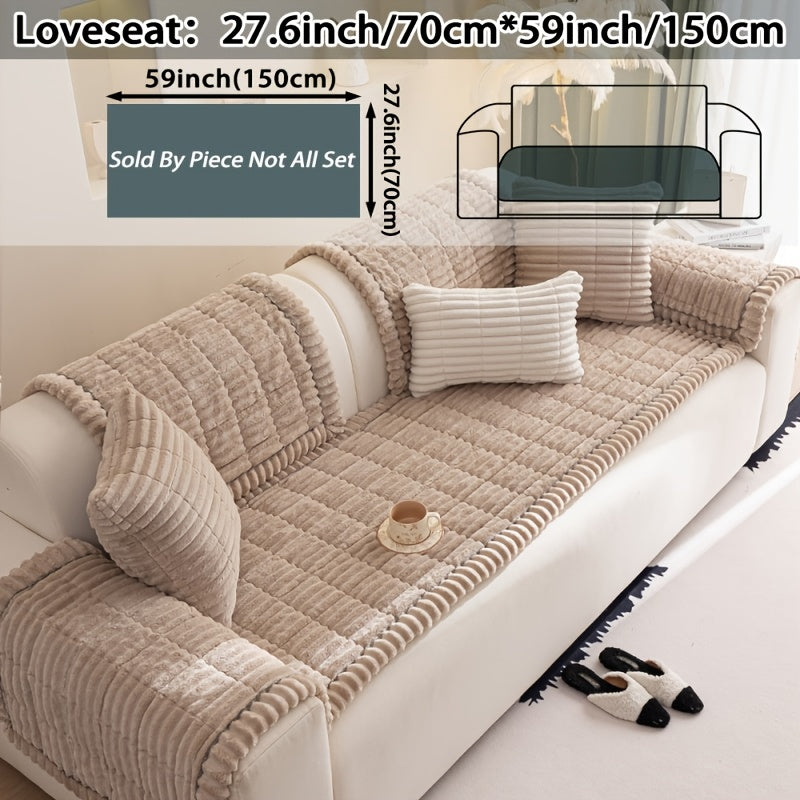 1pc Bohemian Style Sofa Cover, Plush Thick Warm Sofa Cover with Ruffled Edges, a Pet'S Favorite, Home Protection And Decoration Cover