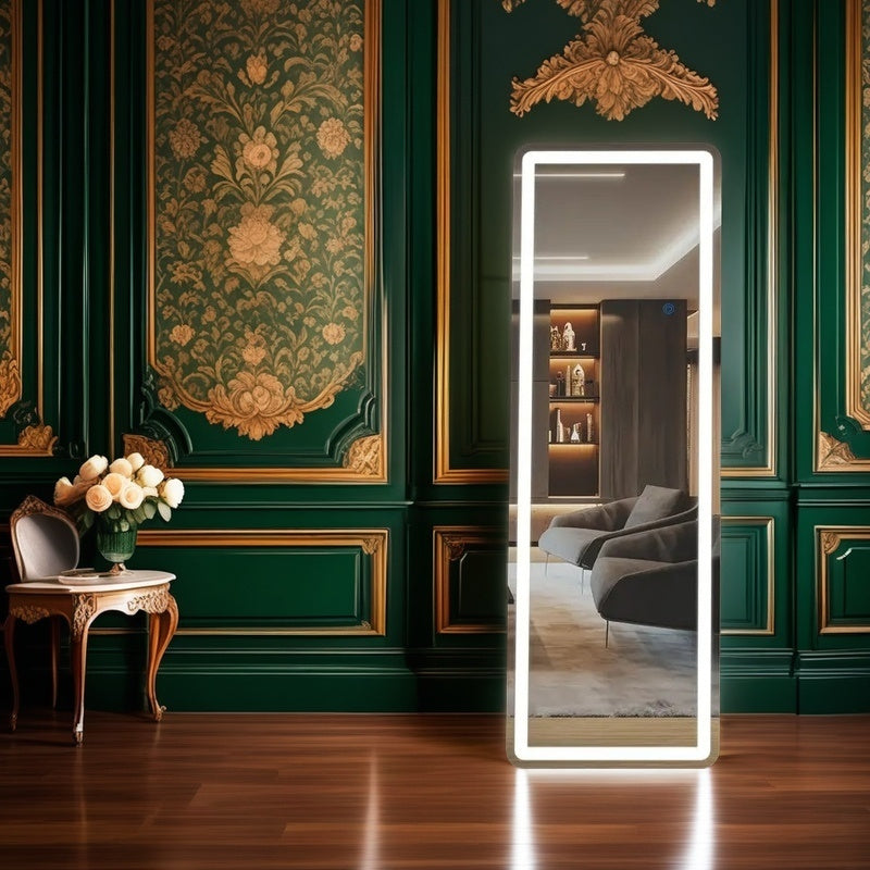 LED Full Body Mirror, LED Makeup Mirror, Full Body Makeup Mirror - Three Levels of Brightness Adjustment, Suitable for Bathrooms, Bedrooms or Living Rooms, Multiple Sizes